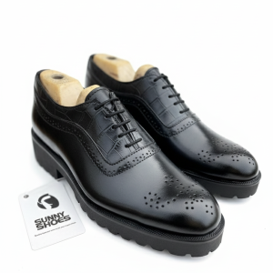 Executive Men’s Leather Brogue Shoe – Black