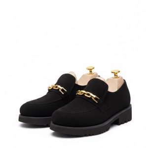 Suede Chain-Link Lugged Loafers