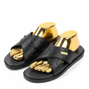 Cross-Bar  Leather slide