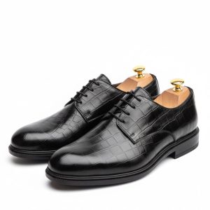 Onyx Croc-Embossed Executive Derby