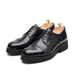 Croc-Embossed Platform Derby