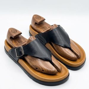 Buckled Shield Thong Sandals