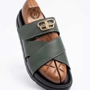 Olive Green Velcro Cross slide