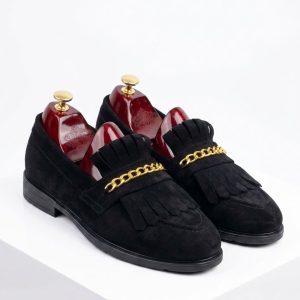 Suede Kiltie Chain Loafers