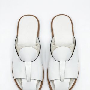 White Sculptural Leather Slide