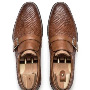 Woven Leather Single-Monk Loafers