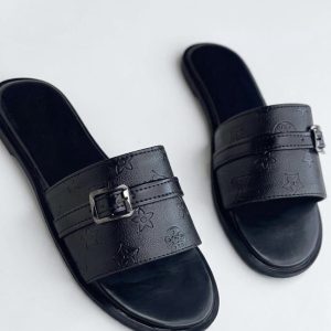 Monogram Leather Buckle Slide
