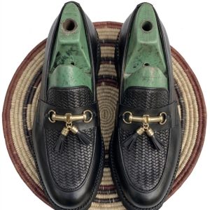 Woven Leather Horsebit Loafers