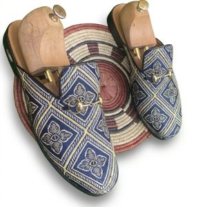 Geometric Jacquard Horsebit Mule