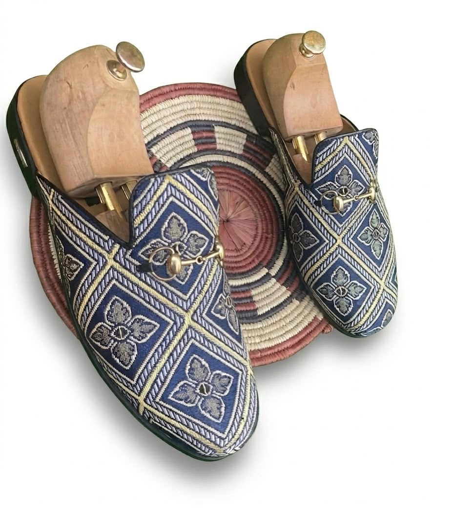 Geometric Jacquard Horsebit Mule