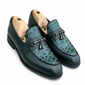 Croc-Effect Tassel Loafer