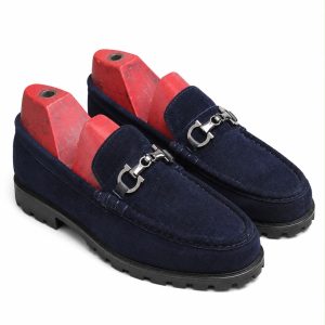 Navy Blue Suede Loafer