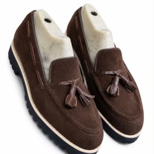 Suede Tassel Lug-Sole Loafers