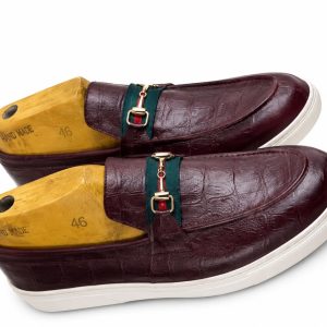 Croc-Embossed Horsebit Sneaker Loafer